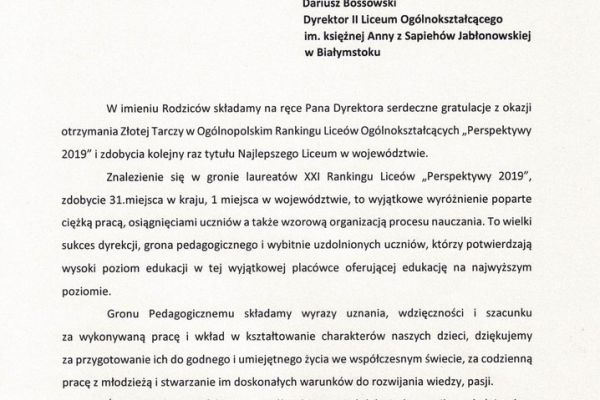 Rada Rodziców - podziękowania